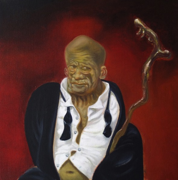 'Le vieux au bâton' 2018, oil on canvas, 65 x 65 cm