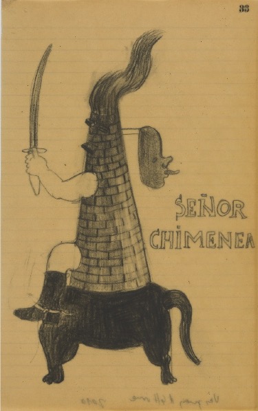 VASQUEZ DE LA HORRA SANDRA 'Señor Chimenea' 2010, Wax and pencil on paper, 33 x 21 cm (sold)