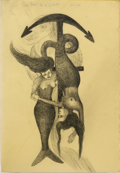 VASQUEZ DE LA HORRA SANDRA 'Olokun' 2013, Wax and pencil on paper, 50 x 35 cm (sold)