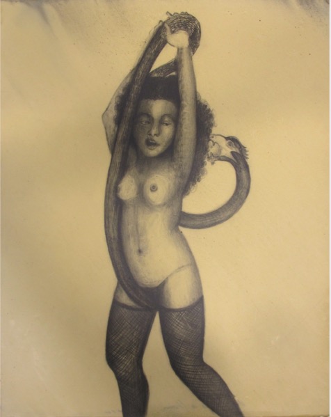 VASQUEZ DE LA HORRA SANDRA 'El numero cirquense' 2014, Wax and pencil on paper, 53 x43 cm (sold)