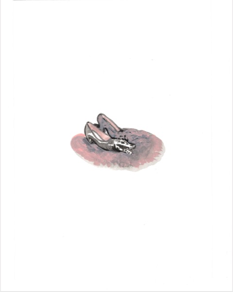 ELISABETH LLACH 'Croco shoes' (Hystericalsammlung) 2020, Acrylic on paper, 20,7 x 14,6 cm (sold)