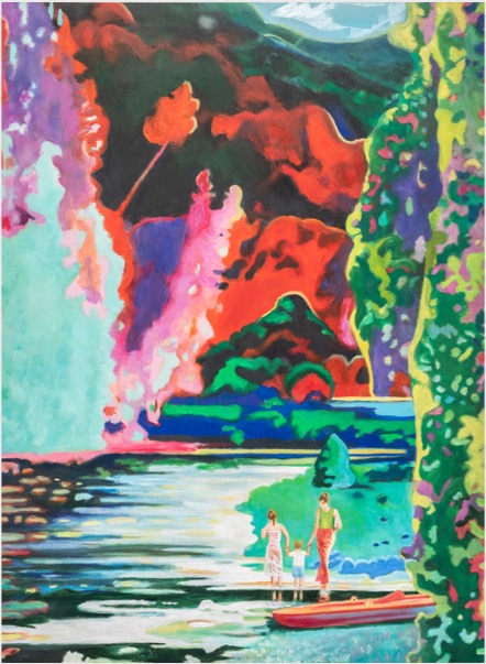 LEIF TRENKLER 'Coloured World' (die Geschwister) 2018, Oil on wood, 80 x 60 cm