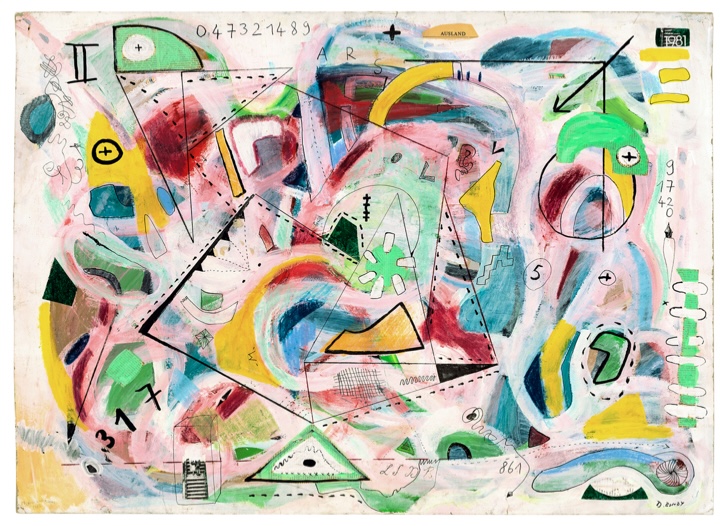 BONDY DOMINIQUE 'Happiness somewhat' 1981 Acryl and collage on cardboard 80 x 110 cm, Inv. Nr. 17996