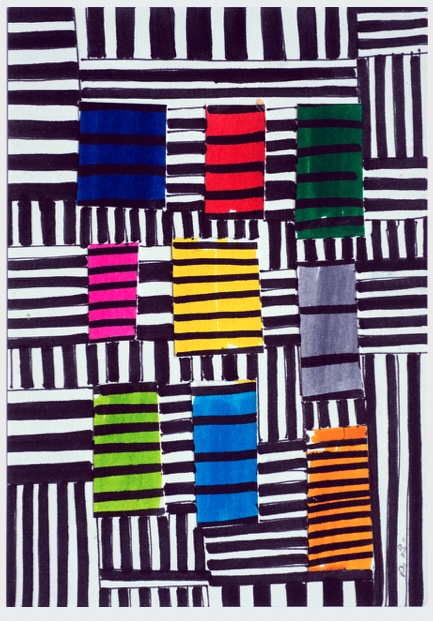 BONDY DOMINIQUE 'Stripes' (Magazine Series) 2005 Collage 15 x 10 cm, Inv. Nr. 17986
