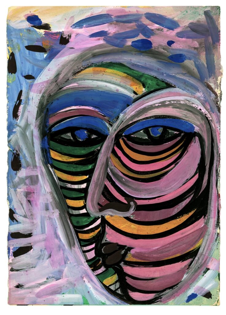 BONDY DOMINIQUE 'Blue eyes' 1975 Acryl on paper 22 x 15 cm, Inv. Nr. 17910