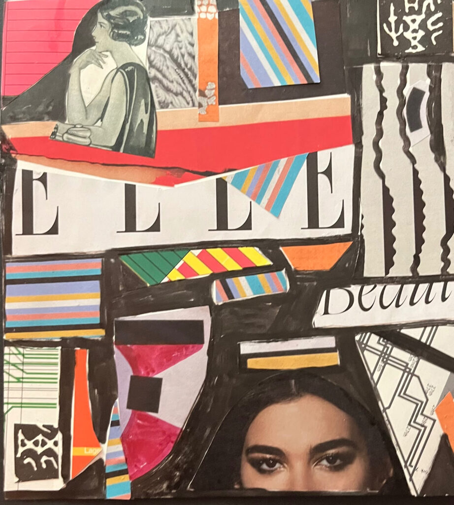 BONDY DOMINIQUE 'Elle toujours' 2023 Collage auf Papier 19 x 19 cm  (7 1/2 x 7 1/2 in.)