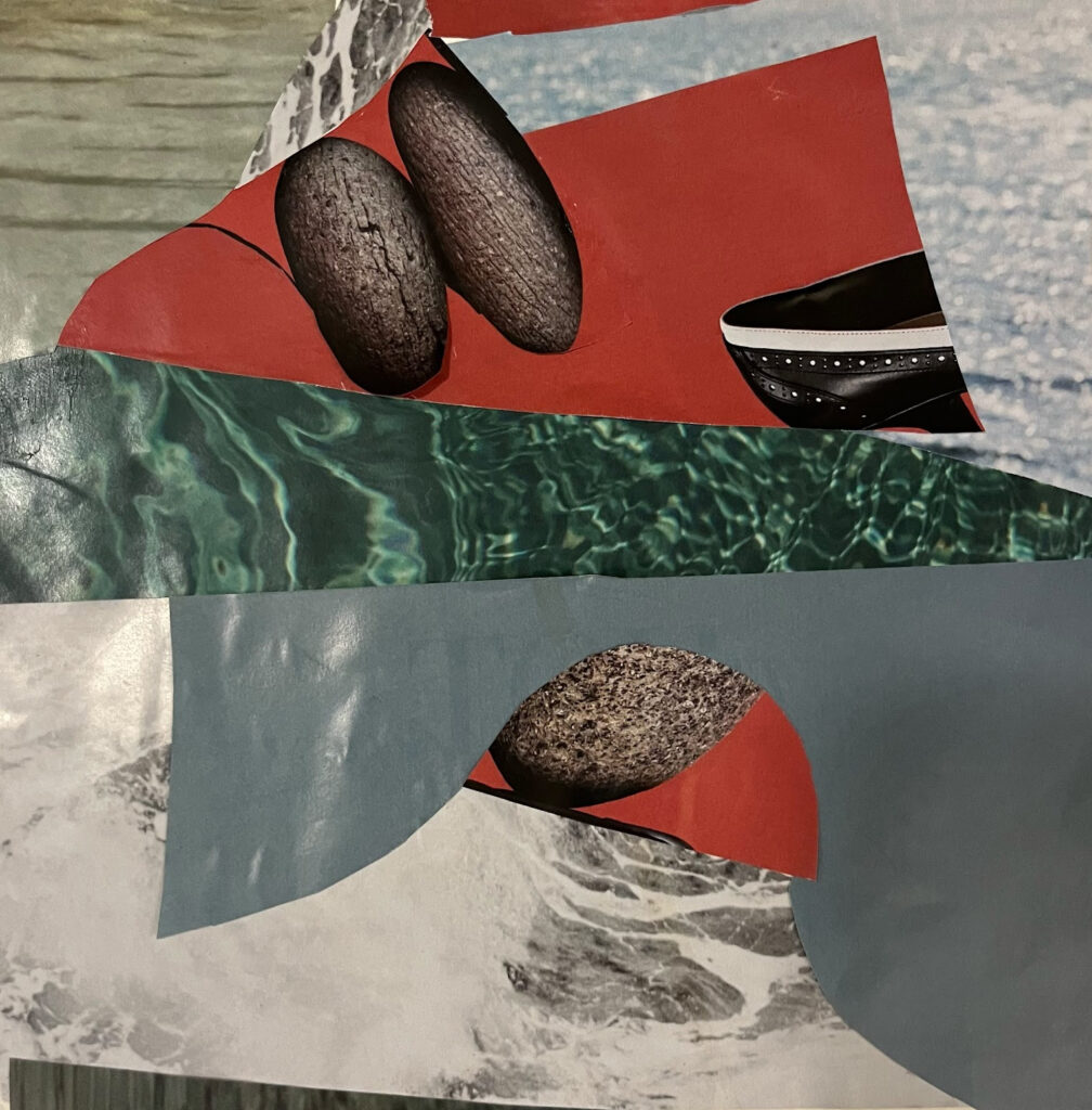 BONDY DOMINIQUE 'The pebbles of your mind' 2023 Collage auf Papier 19 x 19 cm  (7 1/2 x 7 1/2 in.)