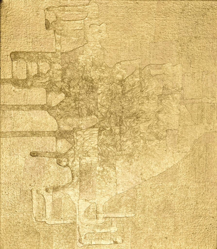 VERA MARKE 'Invn° 2809-2' 2022 Öl und Blattgold auf Baumwolle 23 x 20 cm  (9  x 7 7/8 in.)
