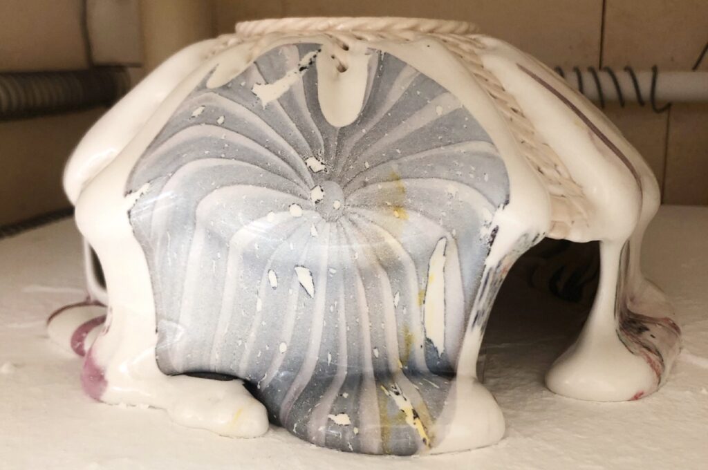 ESTELLE GASSMANN 'Cushion' 2024 Found porcelain bowl, glaze/porcleain/pigments,  decals after original photograph/digital print 21 x 21 x 10 cm  (8 1/4 x 8 1/4 x 3 7/8 in.)