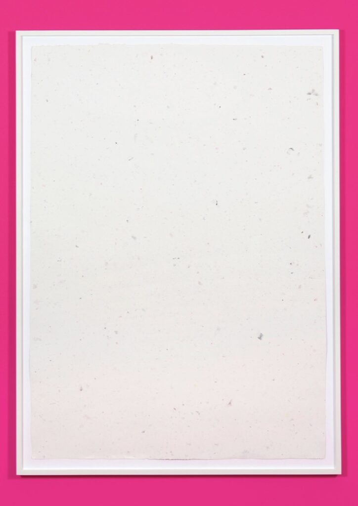 NICI JOST 'Re_Search, 1' 2017 Handgeschöpftes Papier aus recycelten  Dokumenten und Zeitungsartikeln, Baumwollzellulose, gerahmt 128 x 89.5 cm  (50 3/8 x 35 1/4 in.)