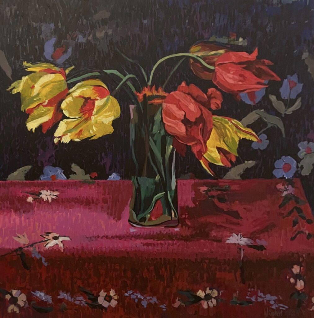WILLIMANN ANDRÉ 'Tribute to Walter Sickert, Kopie nach Duncan Grant (1885 - 1978): Parrot Tulips, 1911' 2026 Acryl auf Holzkasten 40 x 40 cm  (15 3/4 x 15 3/4 in.)